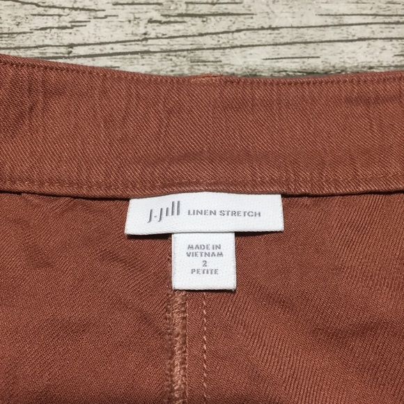 J Jill Linen Stretch Pants Cropped Women’s 2P (Inseam 21) Brown Red Casual - Picture 10 of 10